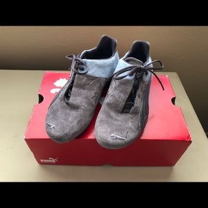 Grey and Blue Side Lace Pumas